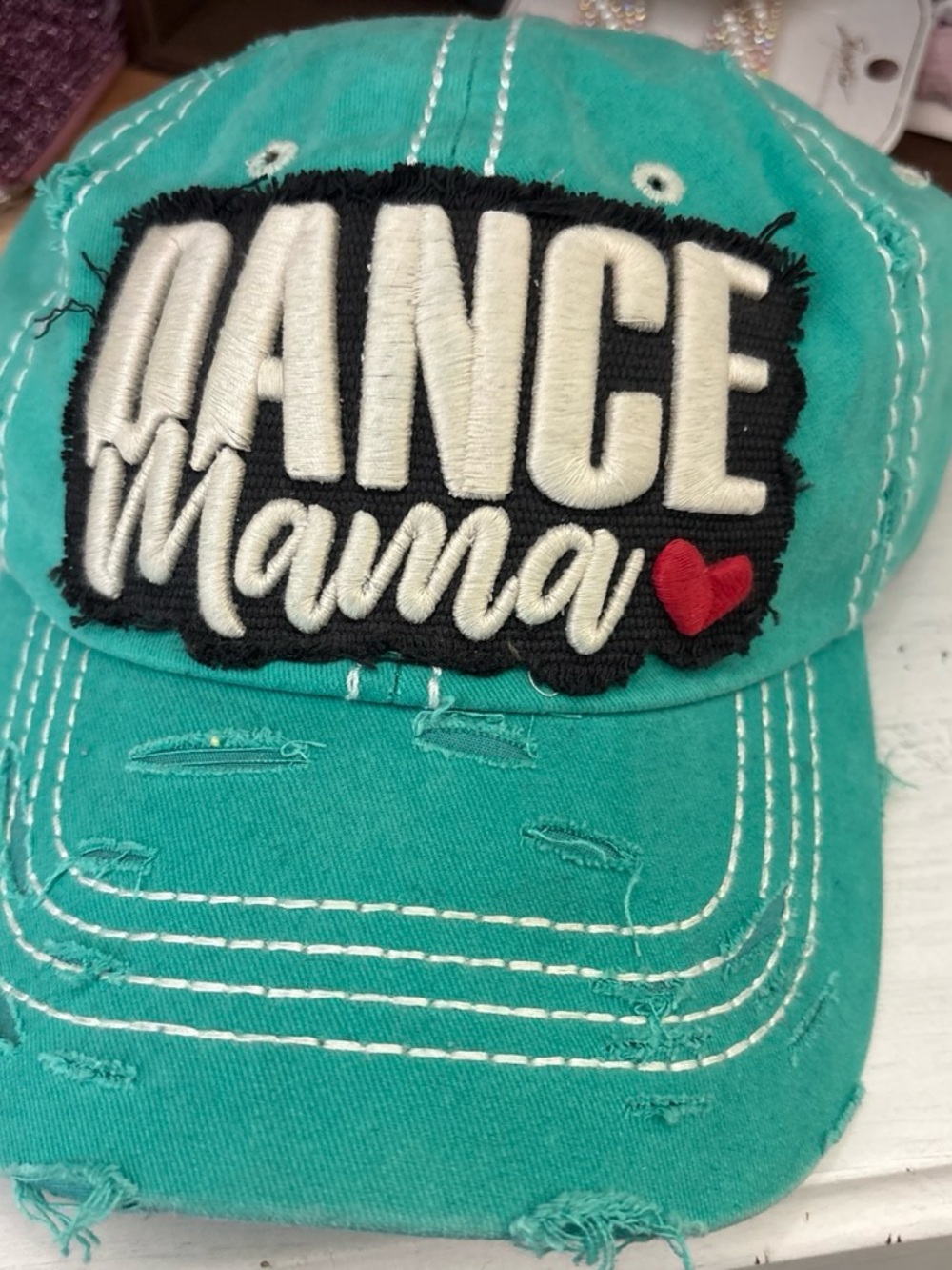 Teal "Dance Mama" Embroidered Kids Baseball Cap